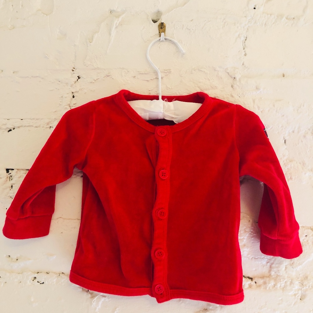 Polarn O. Pyret Unisex Red Velour Cardigan